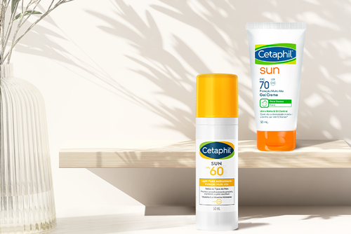 Linha de produtos Cetaphil Sun com protetor solar com cor e sem cor