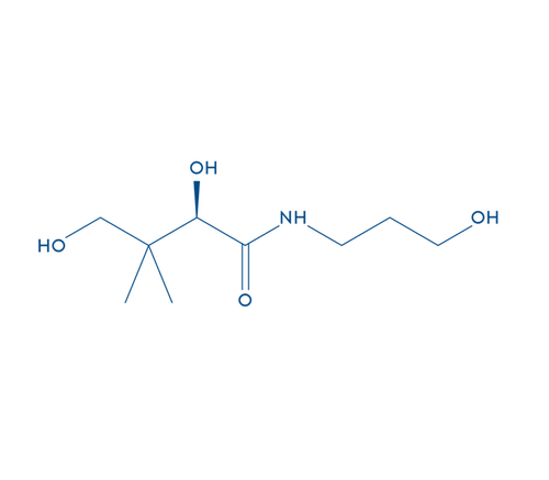 F&oacute;rmula estrutural do pantenol, pr&oacute;-vitamina B5.