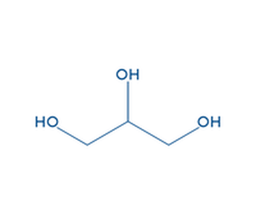 Representa&ccedil;&atilde;o da estrutura molecular da glicerina, hidratante.