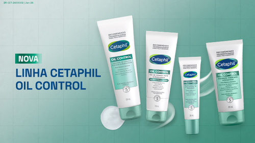 Linha de produtos para pele oleosa e com tend&ecirc;ncia &agrave; acne Cetaphil Oil Control.